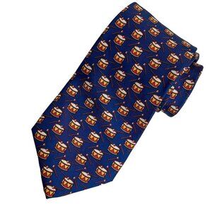 Hermes Designer Silk Necktie Blue Novelty Print Snare‎ Drums 7565 SA France